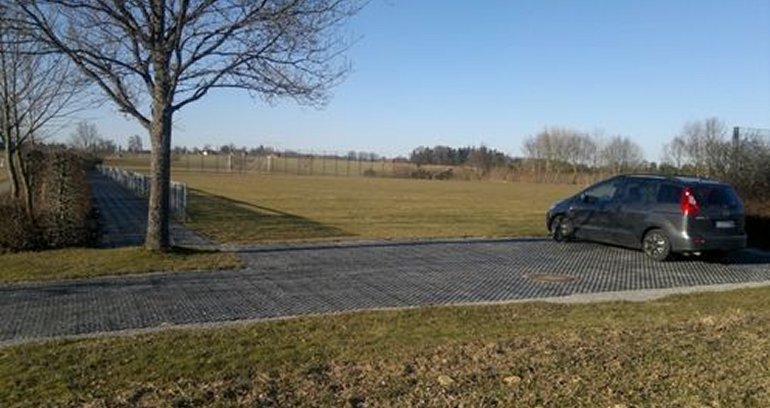 PERFO tiles used to produce permeable car park and spectator access